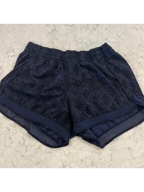 Athleta Mesh Racer Run 4" Athletic Shorts Blue Black Snake Print Medium